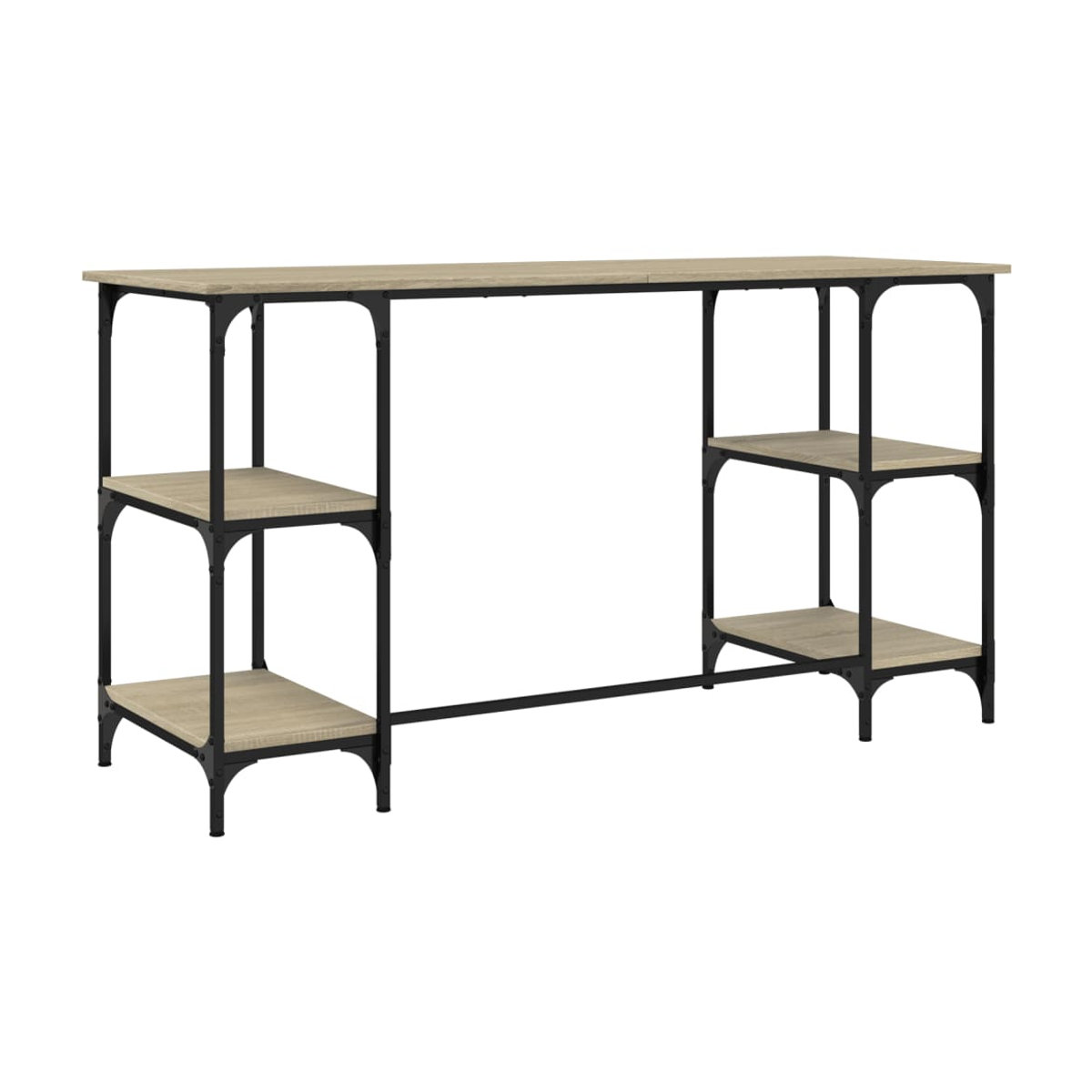 Vidaxl Schreibtisch im Industrial Design aus Holzwerkstoff und Metall in Sonoma-Eiche, B/T/H: 140 x 50 x 75 cm - Bild 4