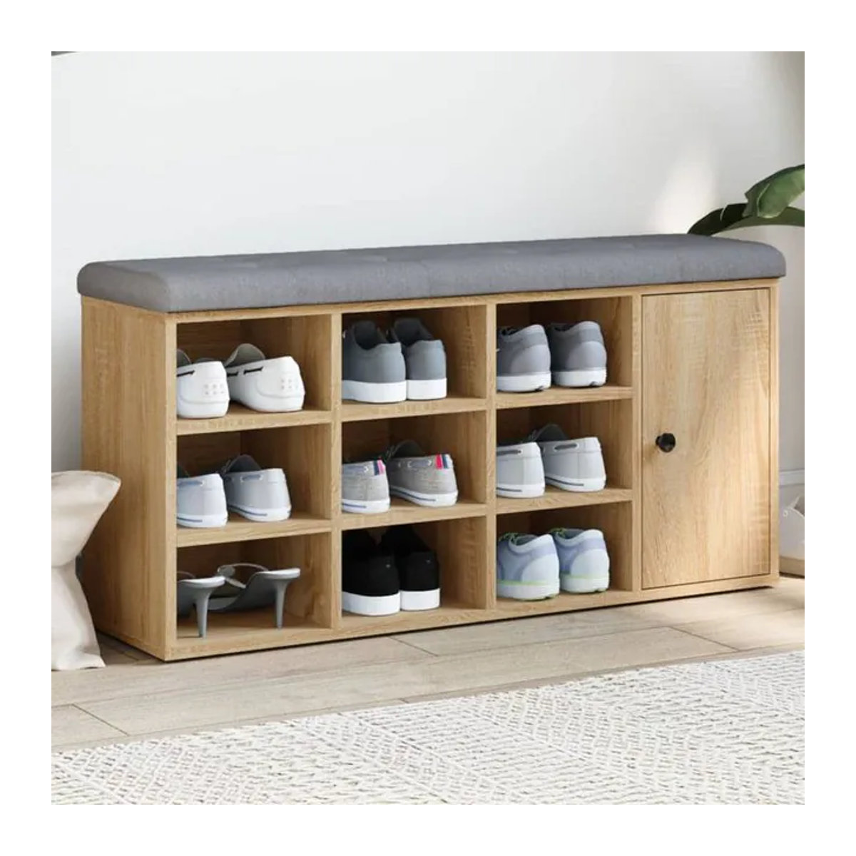 Vidaxl Schuhbank aus Holzwerkstoff in Sonoma-Eiche mit Drehtüren, B/T/H: 102 x 32 x 50 cm - Bild 1