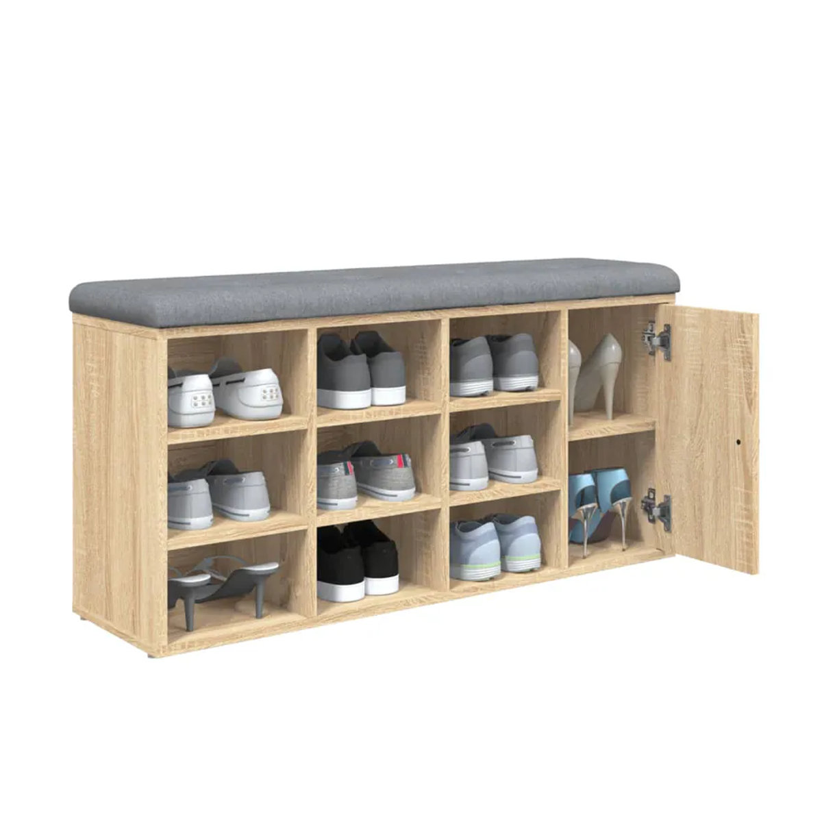 Vidaxl Schuhbank aus Holzwerkstoff in Sonoma-Eiche mit Drehtüren, B/T/H: 102 x 32 x 50 cm - Bild 2