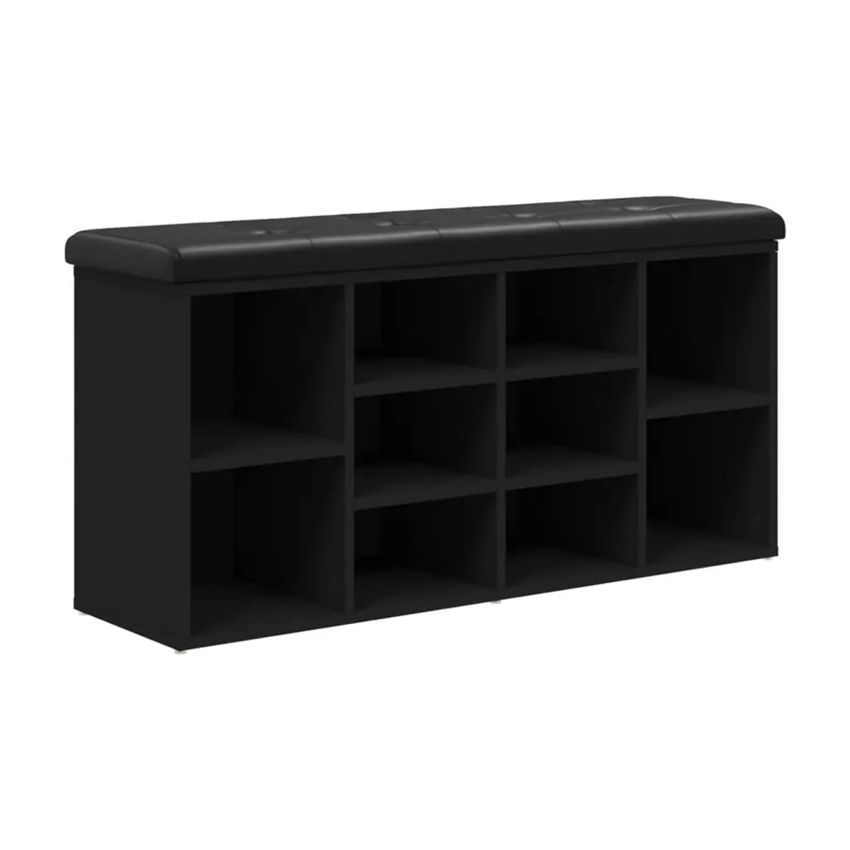 Vidaxl Schuhbank Modern in Schwarz aus Holzwerkstoff und Kunstleder, B/T/H: 102 x 32 x 50 cm - Bild 3