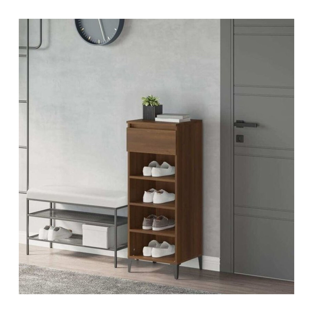 Vidaxl Schuhregal aus Holzwerkstoff und Metall in Braun, B: 40 cm, T: 36 cm, H: 105 cm - Bild 1
