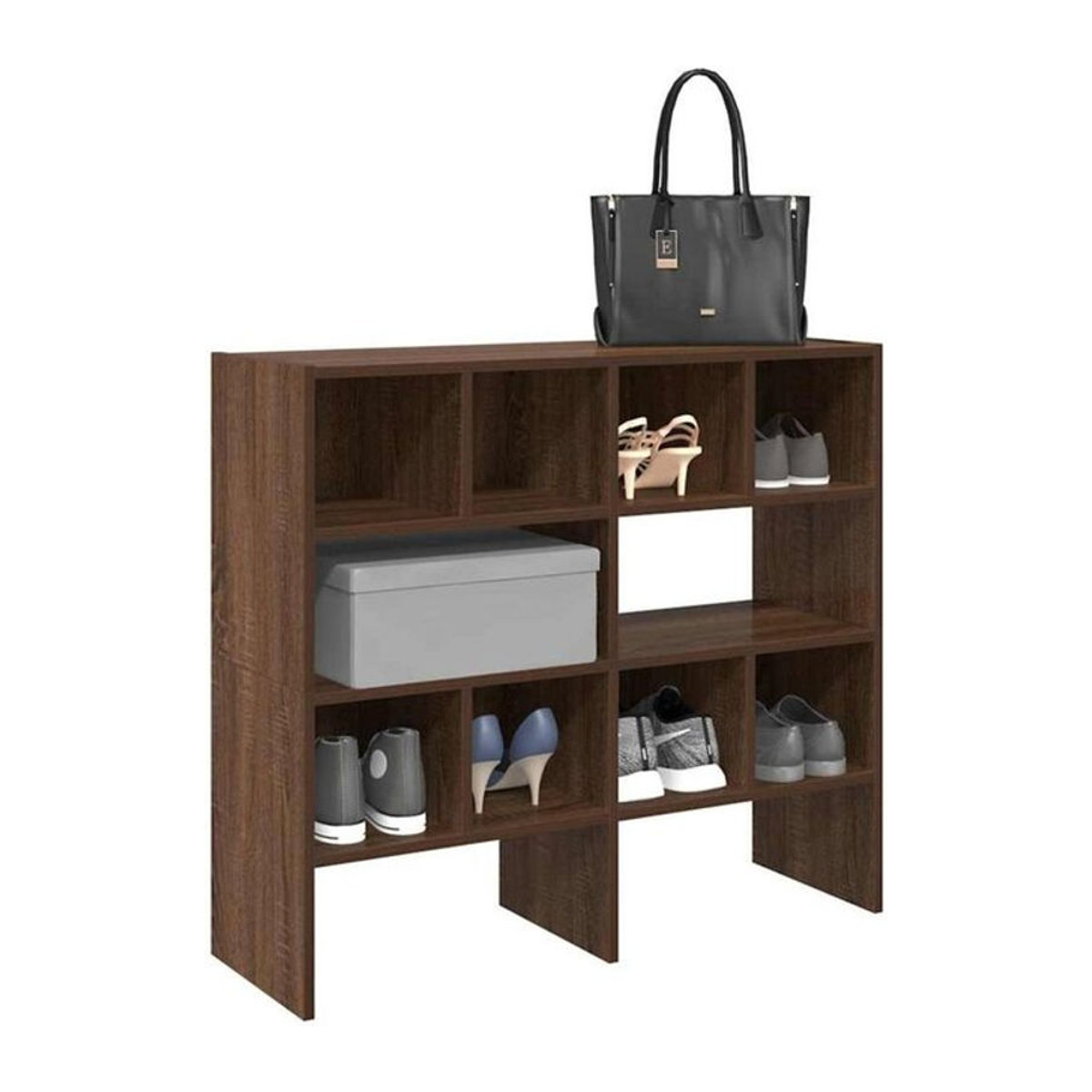 Vidaxl Schuhregale 2er Set stapelbar in Braun Eichen-Optik B: 89,5 cm, T: 30 cm, H: 40 cm - Bild 1