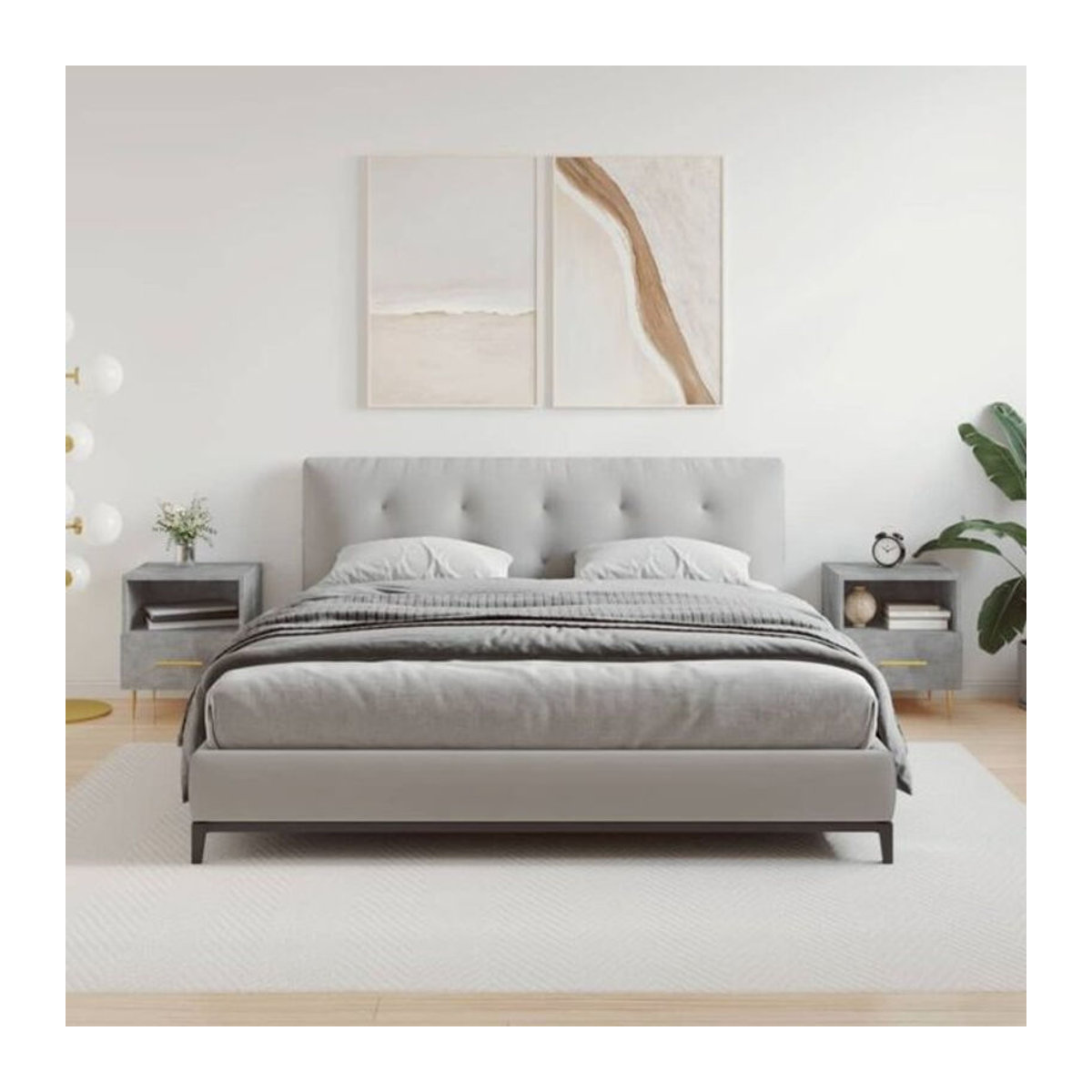 Vidaxl Set 2 Nachttische Modern in Grau aus Holzwerkstoff und Metall B/T/H: 40 x 35 x 47,5 cm - Bild 1