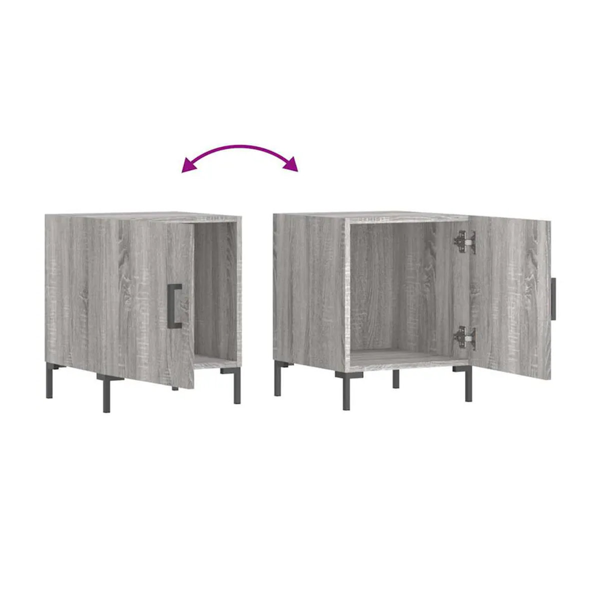 Vidaxl Set 2 Nachttische Modern in Grau, B/T/H: 40 x 40 x 50 cm - Bild 6