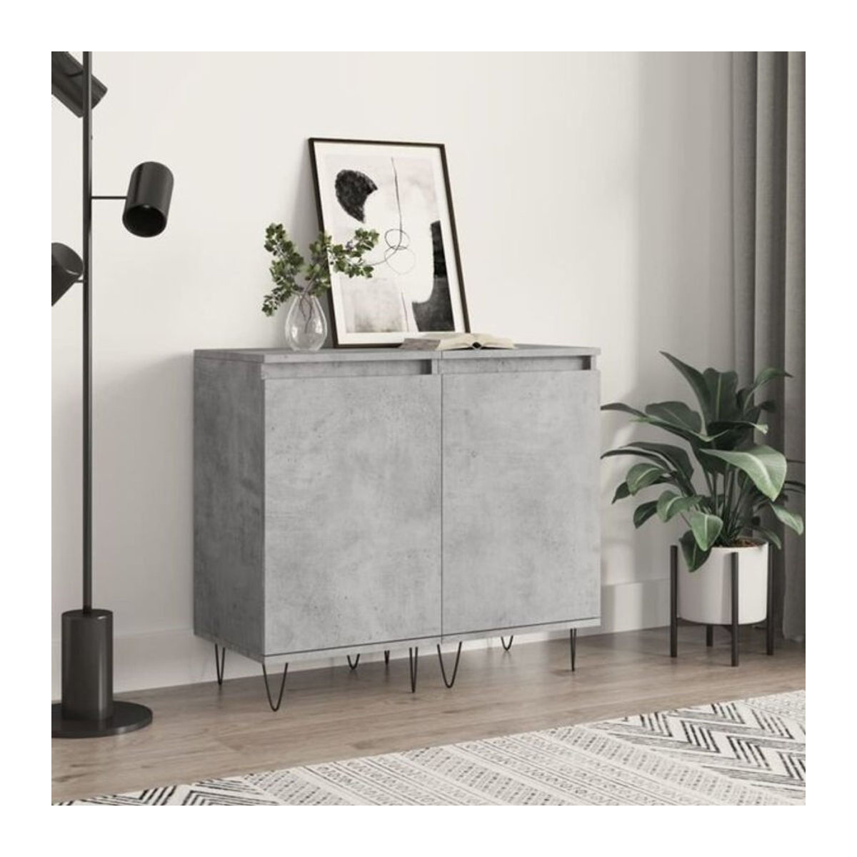Vidaxl Set 2 Sideboards Modern in Grau aus Holzwerkstoff und Metall, B/T/H: 40 x 35 x 70 cm - Bild 1