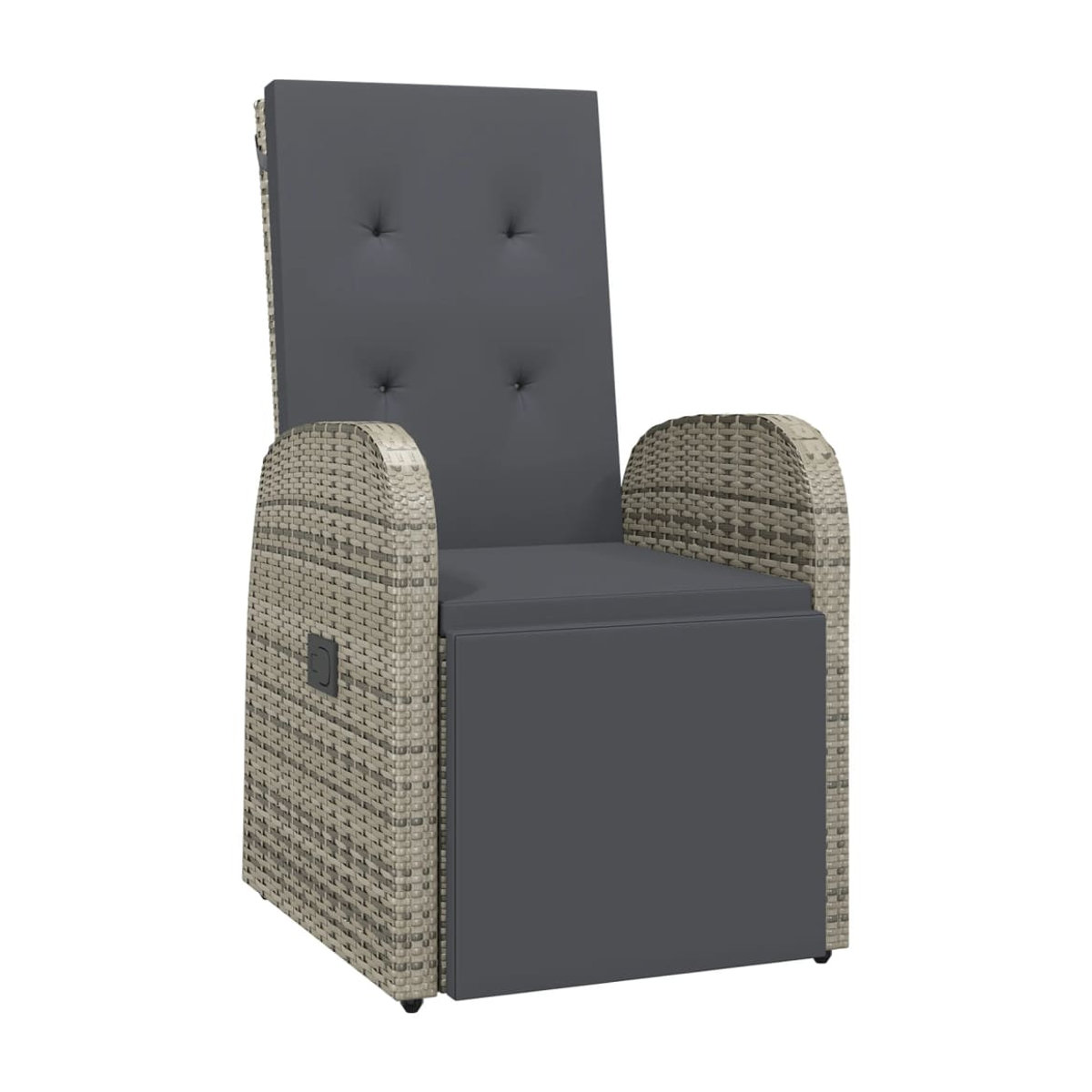 Vidaxl Set aus 2 klappbaren Gartenstühlen aus grauem PE-Rattan mit Kissen und Metallgestell - Bild 2
