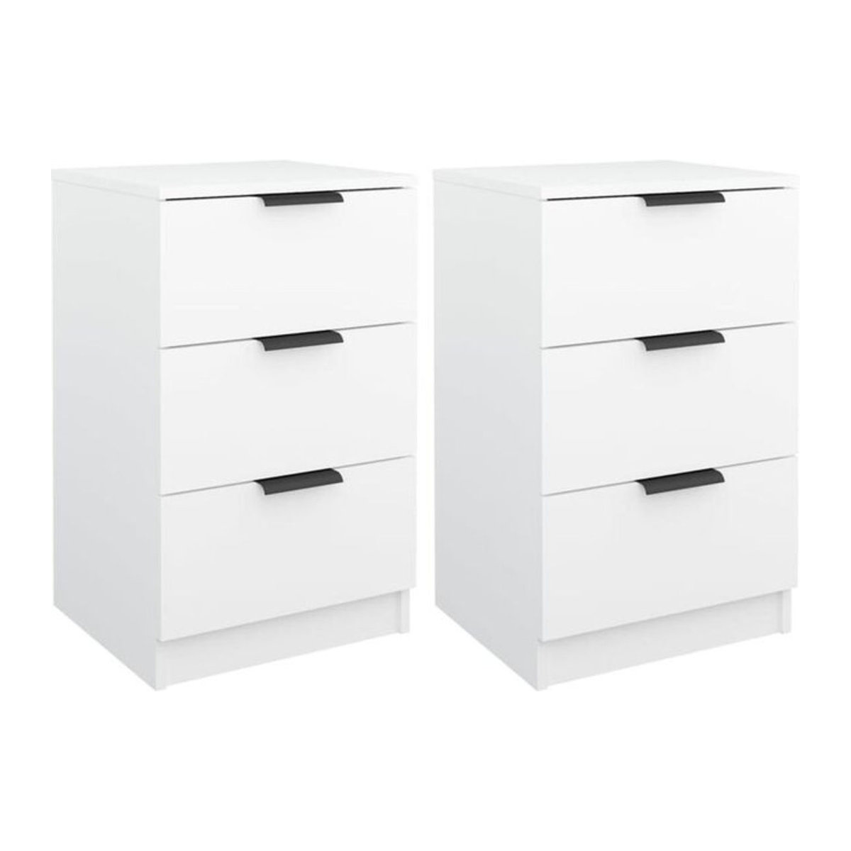 Vidaxl Set aus 2 modernen Nachttischen aus Holzwerkstoff in Weiß, B/T/H: 40 x 36 x 65 cm - Bild 1