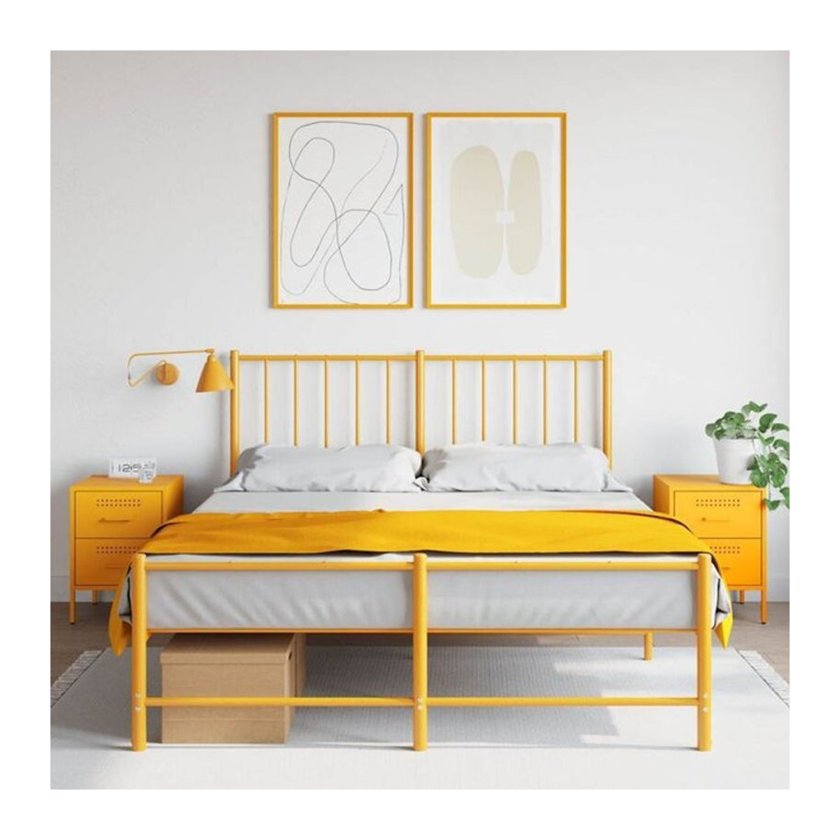 Vidaxl Set aus 2 Nachttischen aus Stahl in Gelb im Industrial Design, B/T/H: 36 x 39 x 50,5 cm - Bild 1