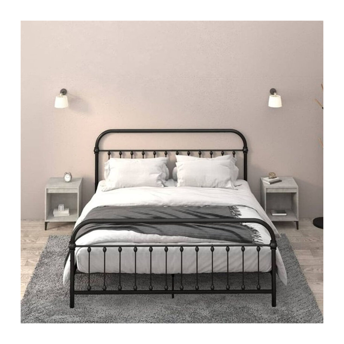 Vidaxl Set aus 2 Nachttischen in Grau aus Holzwerkstoff und Metall, H x B x T: 50 x 40 x 35 cm - Bild 1