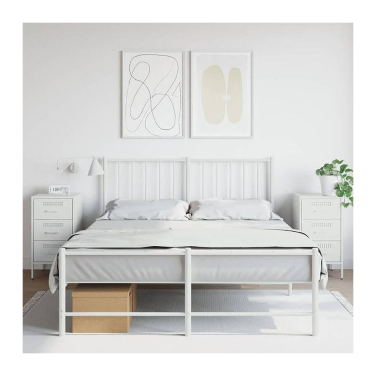 Vidaxl Set aus 2 Nachttischen in Weiß im Industrial Design aus Stahl, B/T/H: 36 x 39 x 68 cm - Bild 1