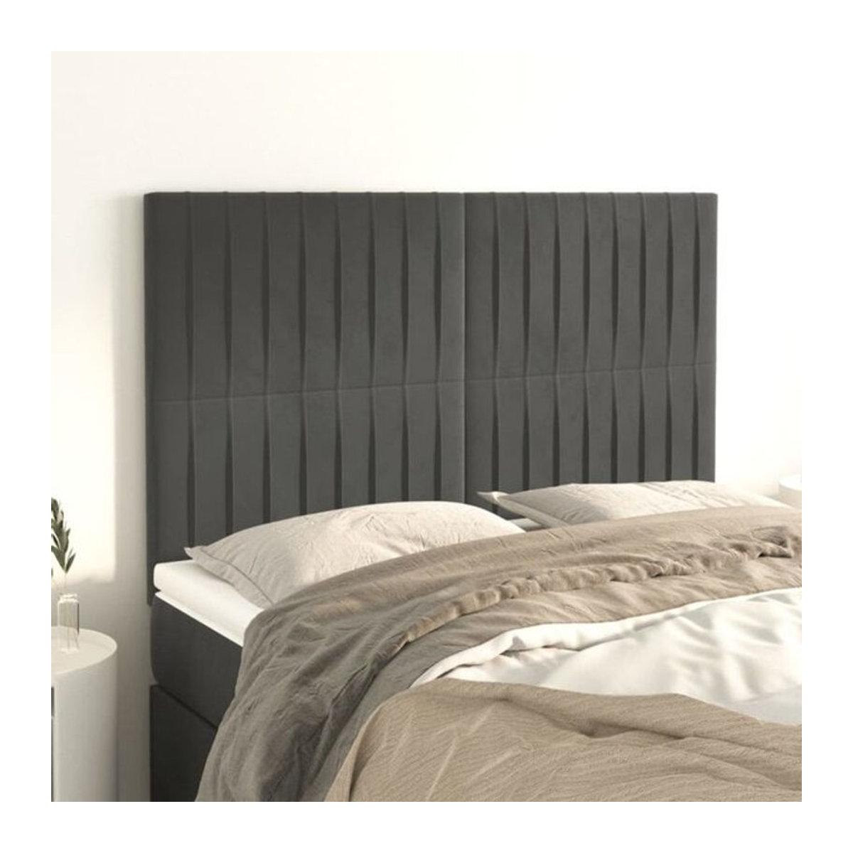 Vidaxl Set aus 4 Kopfteilen in Dunkelgrau und Anthrazit aus Samt, Modern und Klassisch, B/H: 72 x 78/88 cm, Tiefe: 5 cm - Bild 1