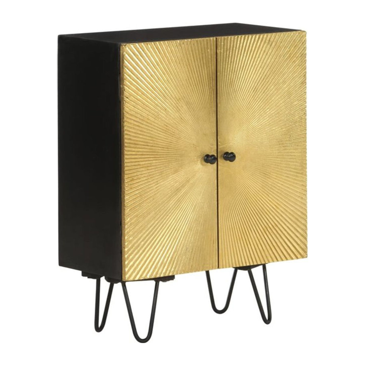 Vidaxl Sideboard aus Massivholz und Metall im Industrial-Stil, B/T/H: 55 x 30 x 75 cm - Bild 1