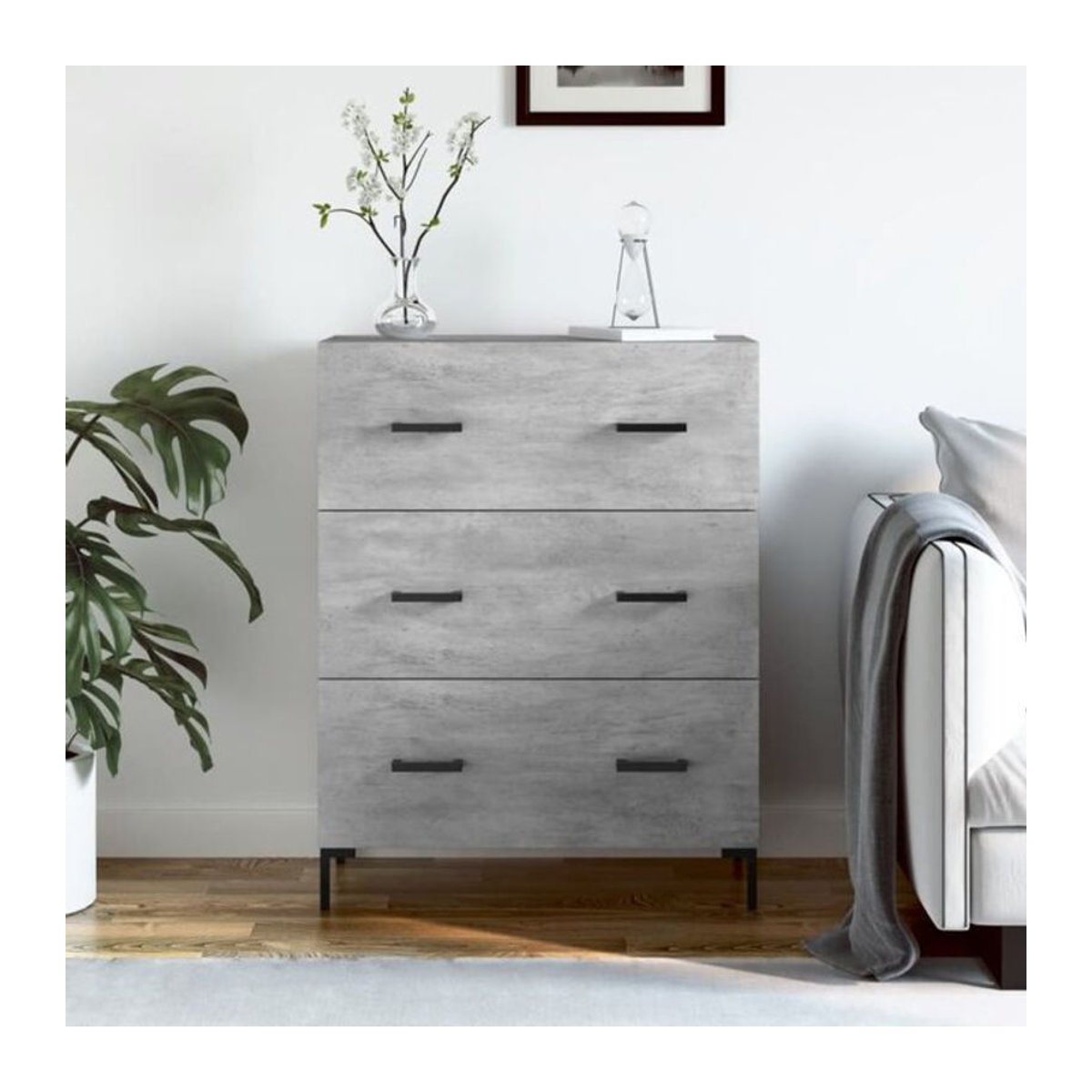 Vidaxl Sideboard in Betongrau im Industrial Design aus Holzwerkstoff und Metall, B/T/H: 69,5 x 34 x 90 cm - Bild 1