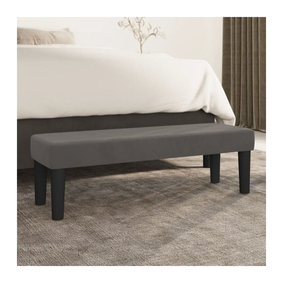 Vidaxl Sitzbank aus Samt in Anthrazit Grau, B/T/H: 100 x 30 x 30 cm - Bild 1