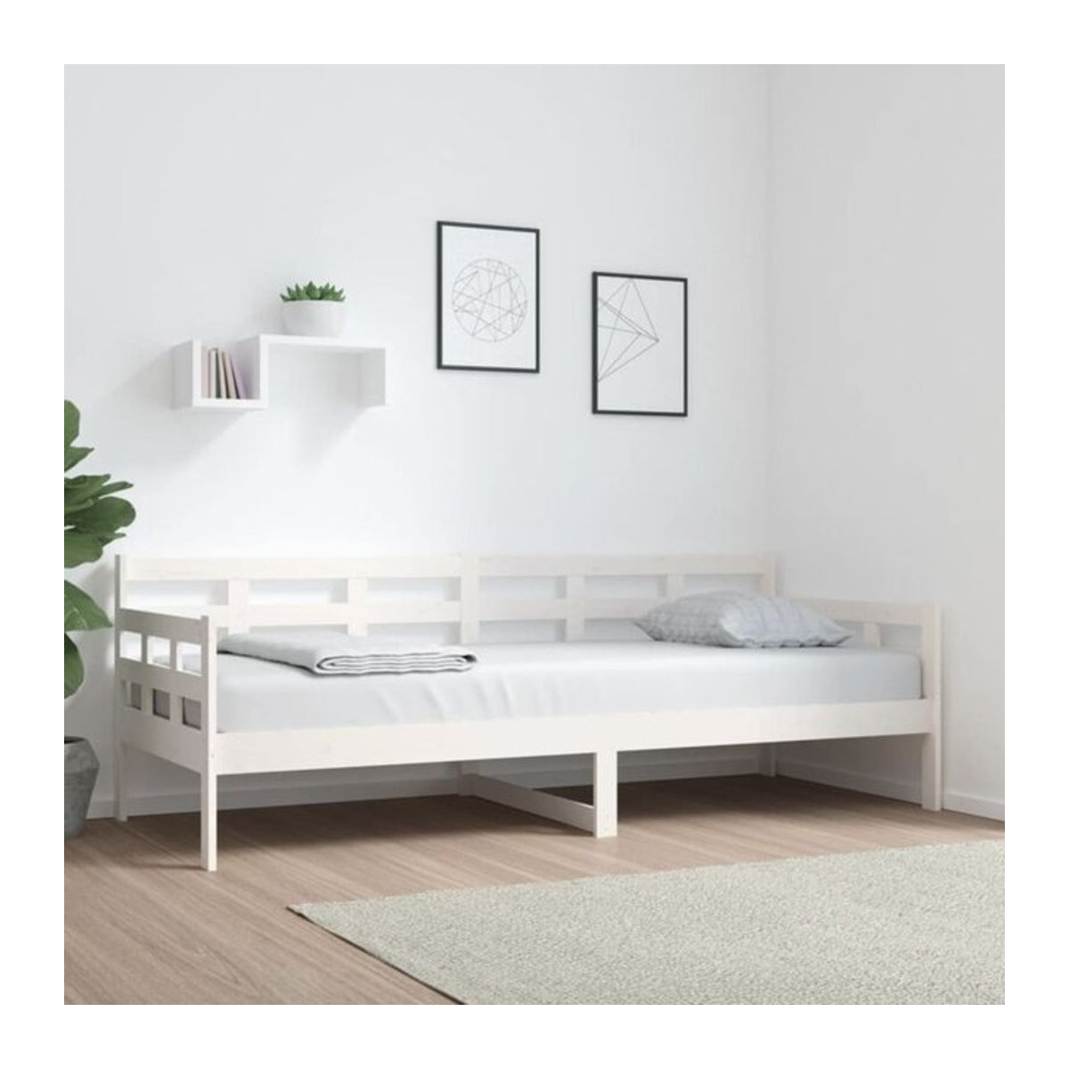 Vidaxl Tagesbett aus Massivholz Kiefer in Weiß, Skandinavischer Stil, B: 80 cm, L: 200 cm - Bild 1