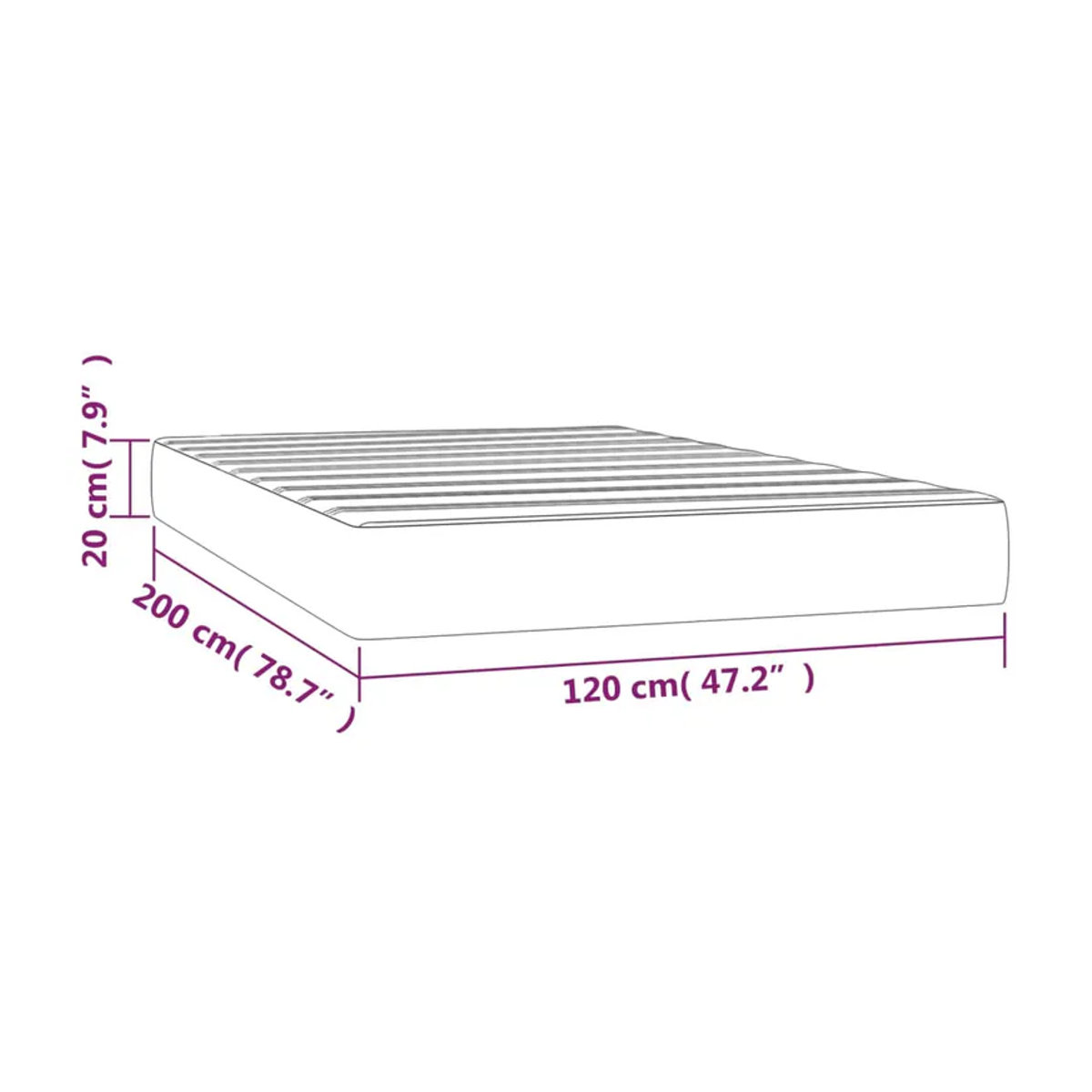 Vidaxl Taschenfederkernmatratze in Grau mit Samtbezug, B/T/H: 200 x 120 x 20 cm - Bild 3