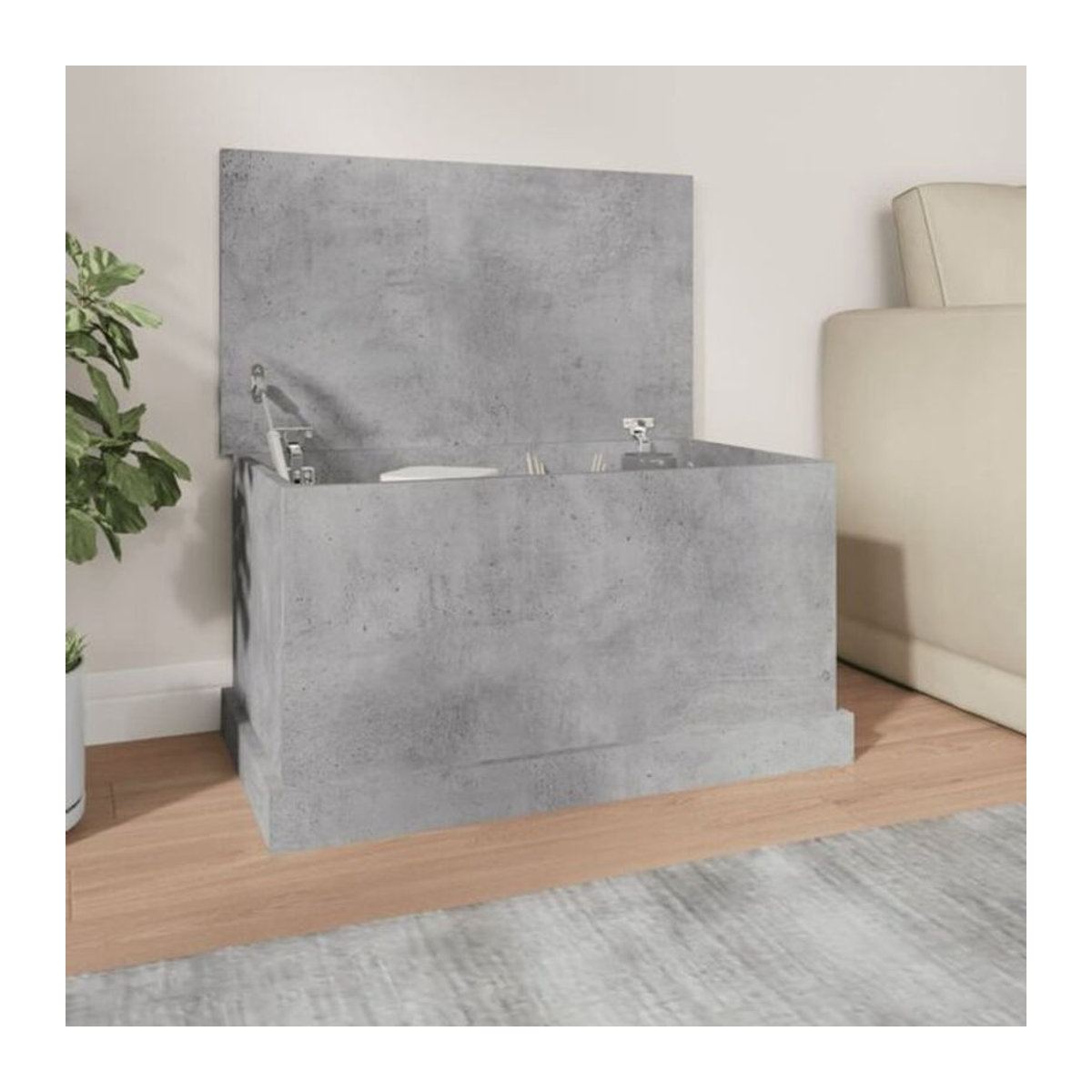Vidaxl Truhe in Betongrau im Industrial Design aus Holzwerkstoff, B/T/H: 70 x 40 x 38 cm - Bild 1
