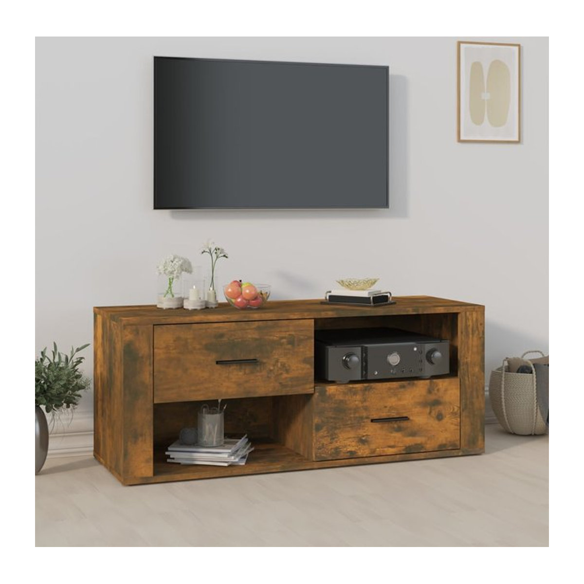 Vidaxl TV-Lowboard in Braun im Industrial-Stil aus Holzwerkstoff, B/T/H: 100 x 40 x 40 cm - Bild 1