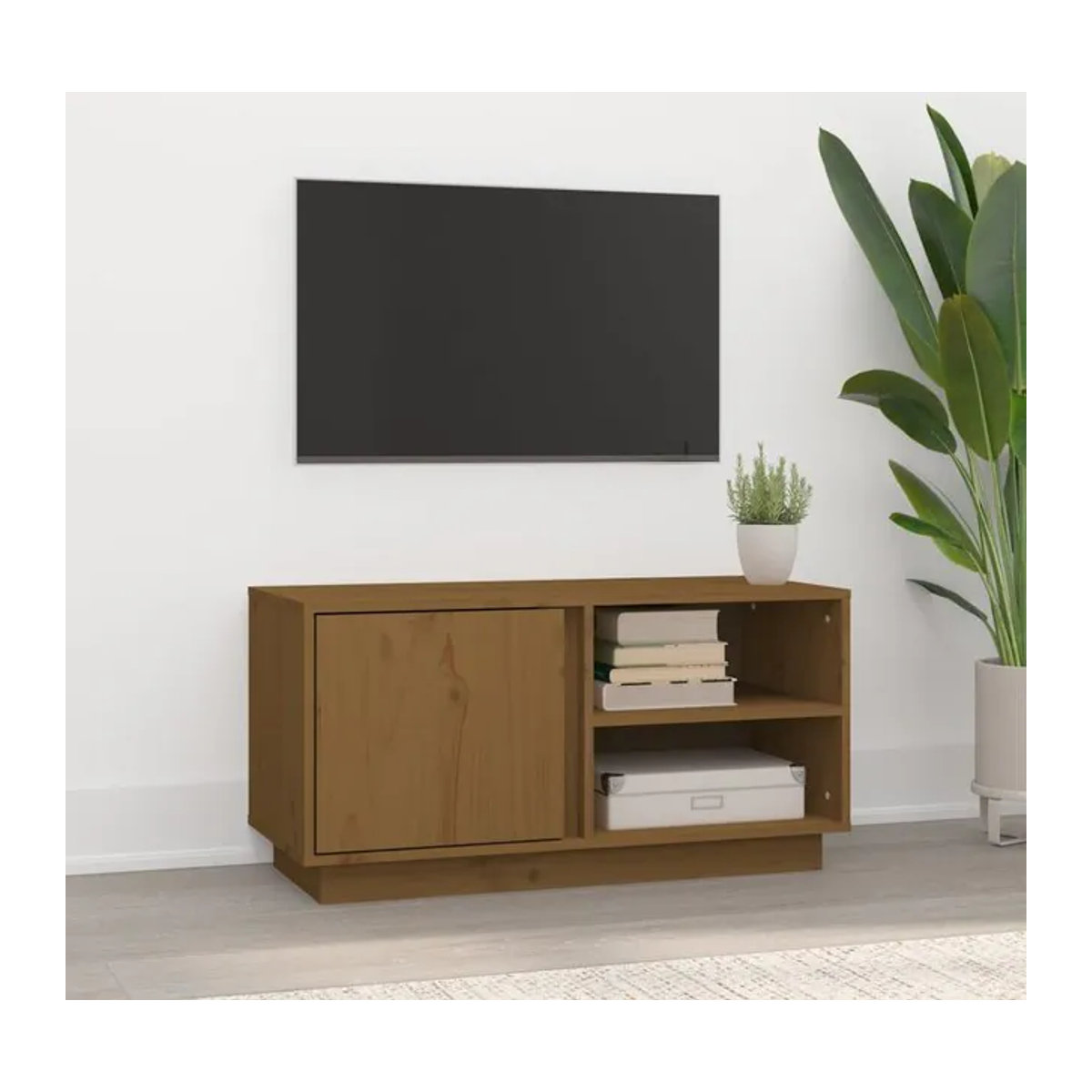Vidaxl TV-Schrank aus massivem Kiefernholz in Braun im Landhausstil, B/T/H: 80 x 35 x 40,5 cm - Bild 1