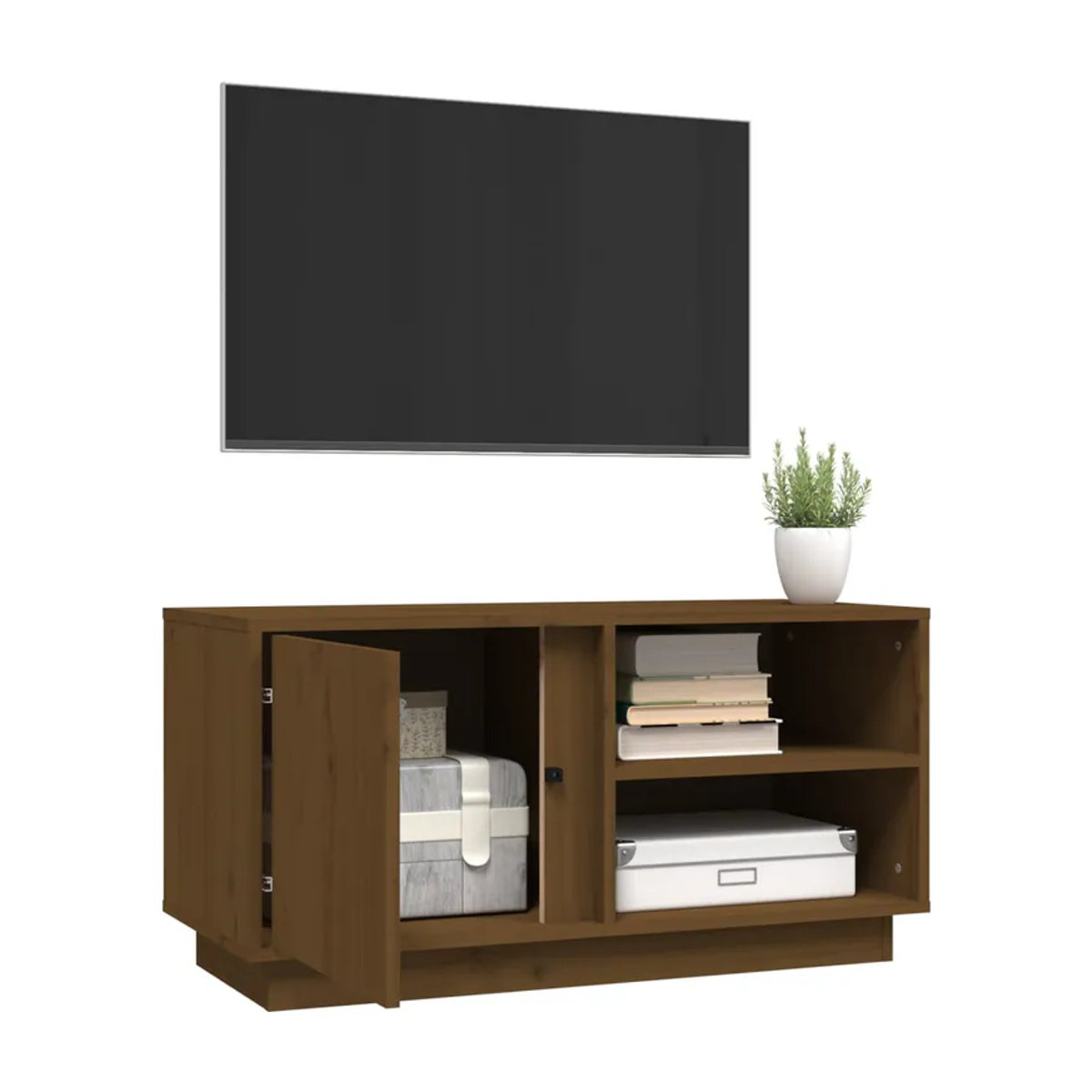 Vidaxl TV-Schrank aus massivem Kiefernholz in Braun im Landhausstil, B/T/H: 80 x 35 x 40,5 cm - Bild 2