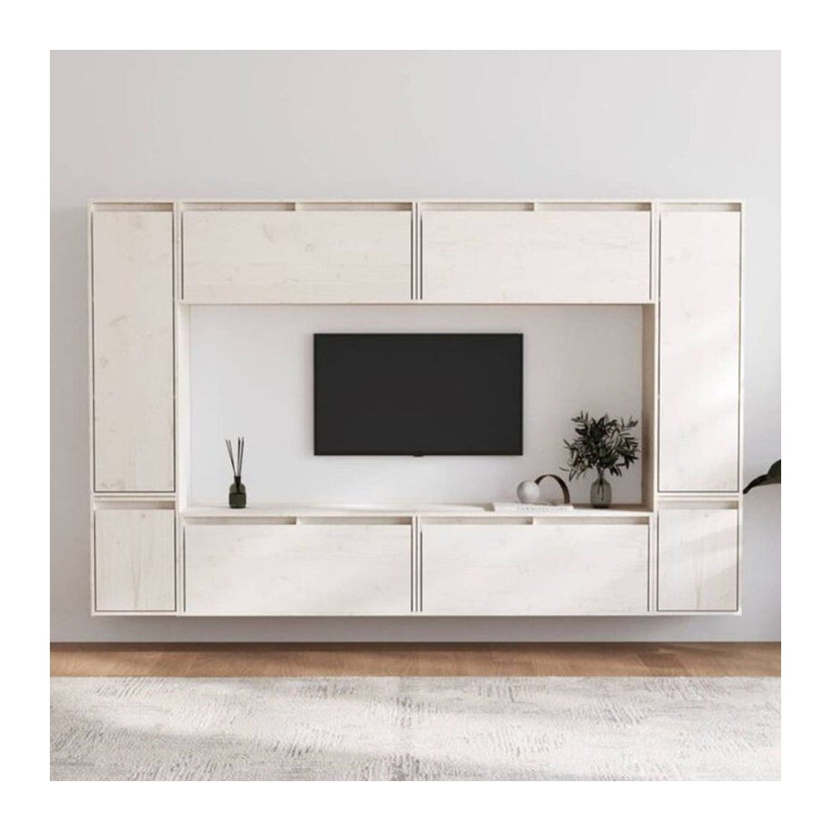 Vidaxl TV-Schrank aus Massivholz Kiefer in Weiß im klassischen und minimalistischen Design - Bild 1