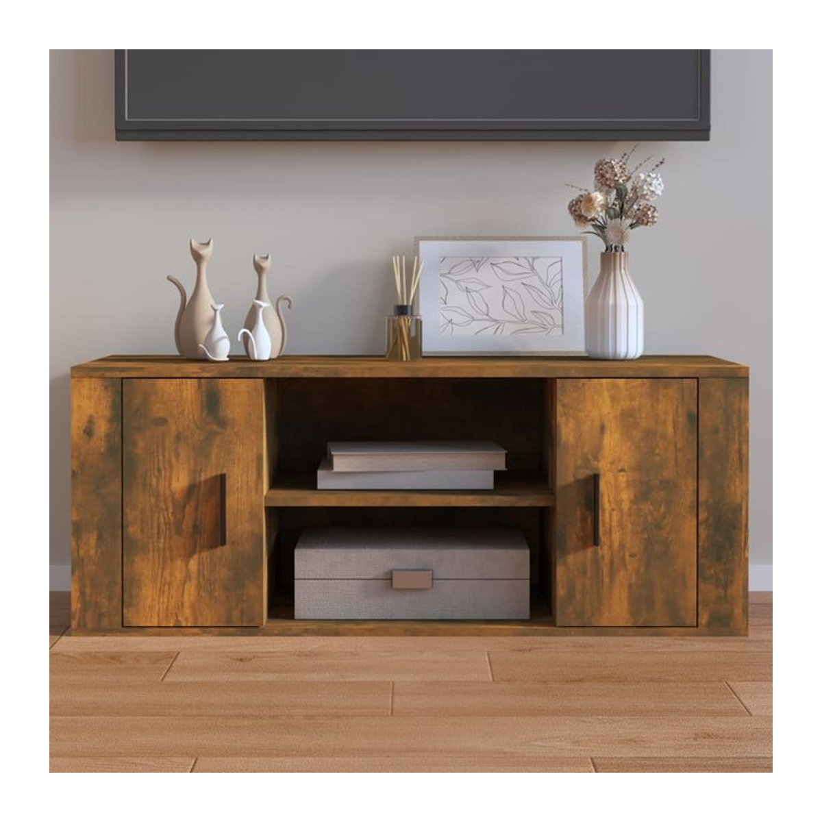 Vidaxl TV-Schrank Modern in Braun, B/T/H: 100 x 40 x 35 cm - Bild 1