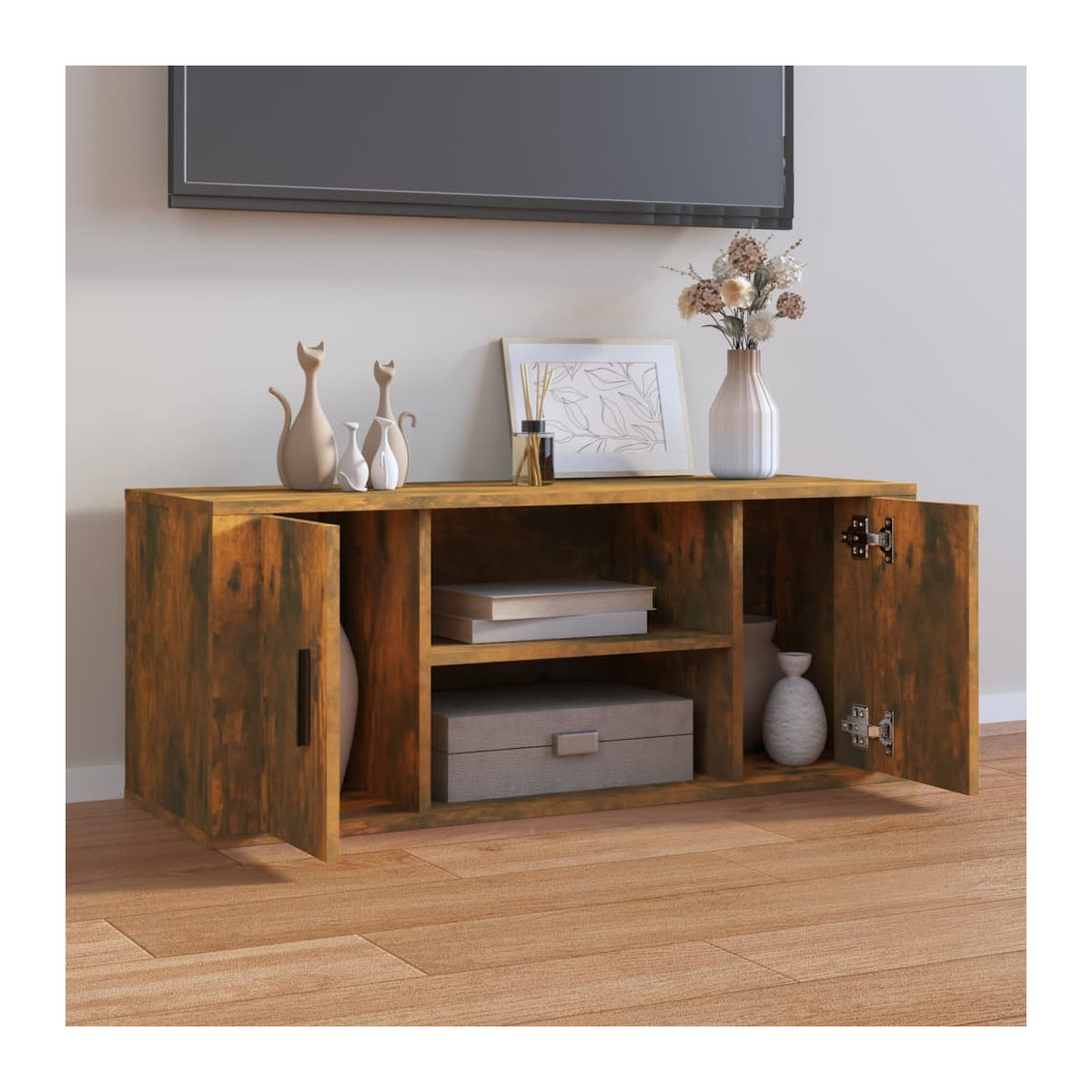 Vidaxl TV-Schrank Modern in Braun, B/T/H: 100 x 40 x 35 cm - Bild 4
