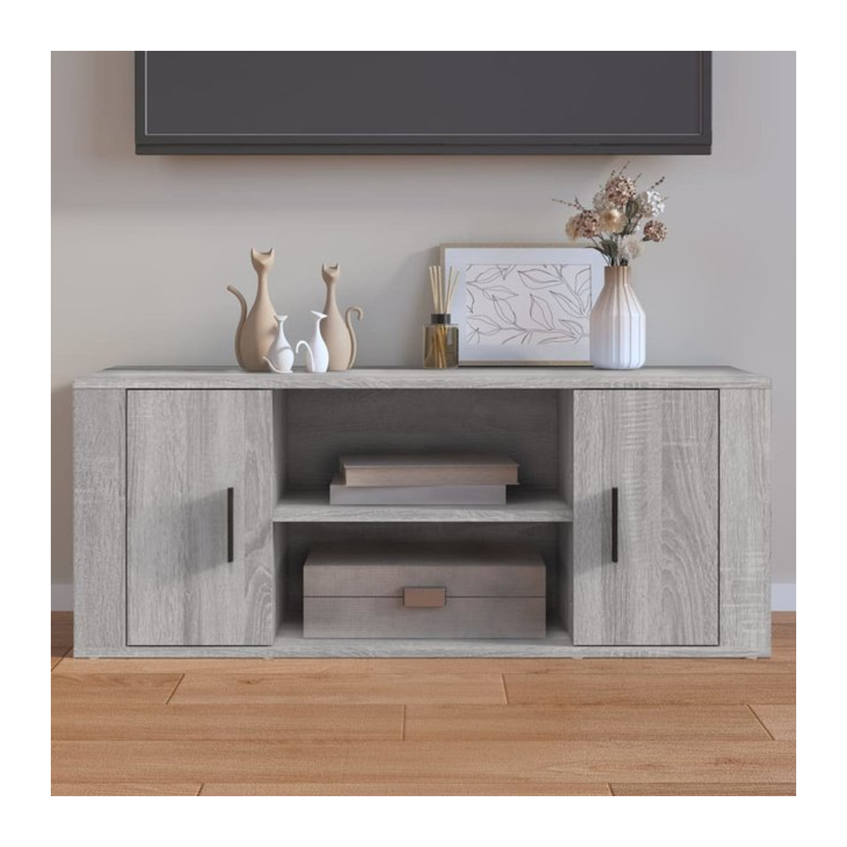 Vidaxl TV-Schrank Modern in Grau aus Holzwerkstoff, B/T/H: 100 x 40 x 40 cm - Bild 1