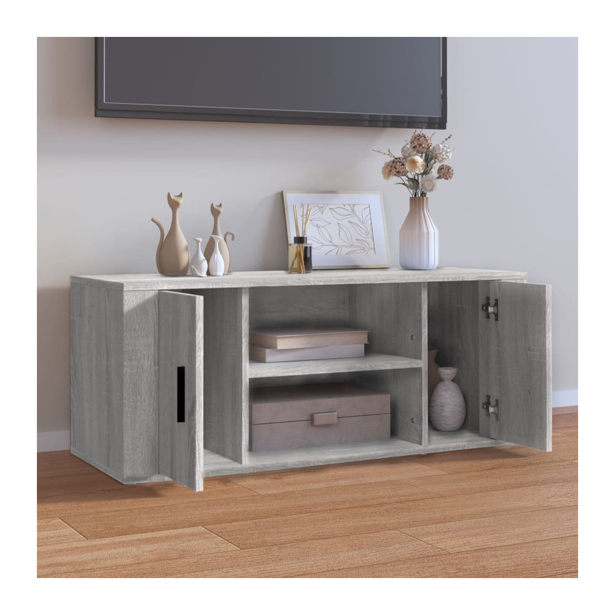 Vidaxl TV-Schrank Modern in Grau aus Holzwerkstoff, B/T/H: 100 x 40 x 40 cm - Bild 2