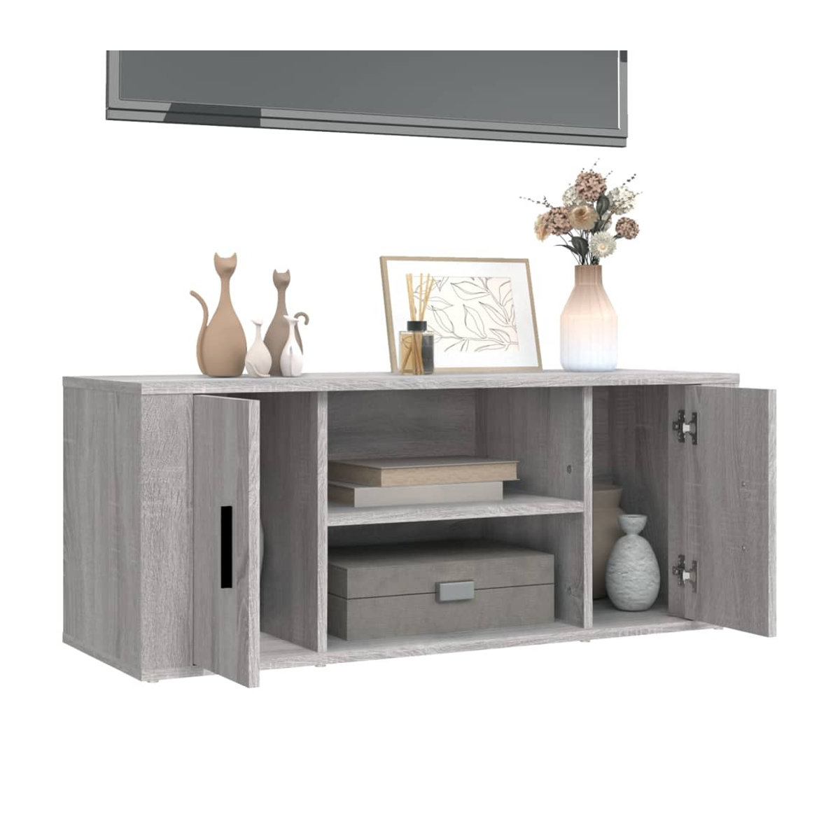 Vidaxl TV-Schrank Modern in Grau aus Holzwerkstoff, B/T/H: 100 x 40 x 40 cm - Bild 4