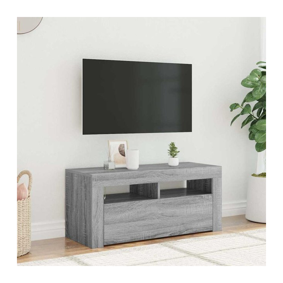 Vidaxl TV-Schrank Modern in Grau mit LED-Beleuchtung, B/T/H: 90 x 40 x 40 cm - Bild 1