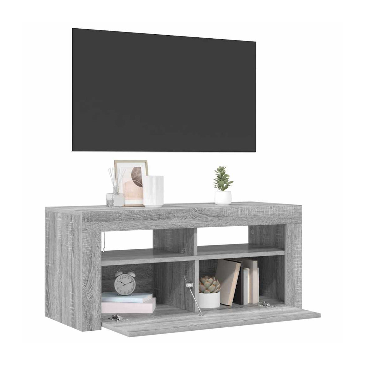 Vidaxl TV-Schrank Modern in Grau mit LED-Beleuchtung, B/T/H: 90 x 40 x 40 cm - Bild 2