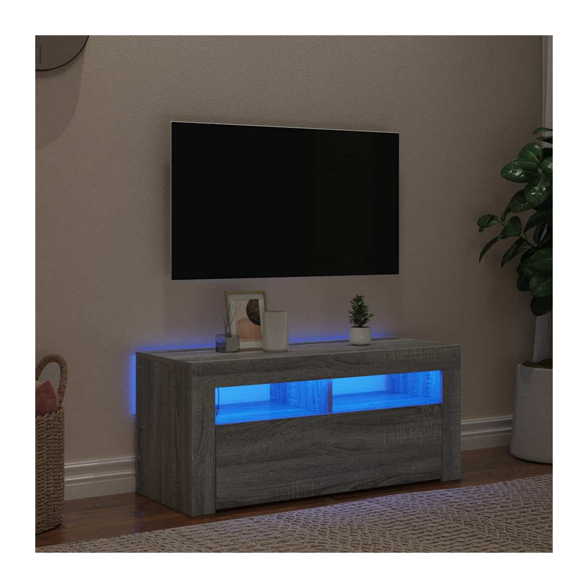 Vidaxl TV-Schrank Modern in Grau mit LED-Beleuchtung, B/T/H: 90 x 40 x 40 cm - Bild 5