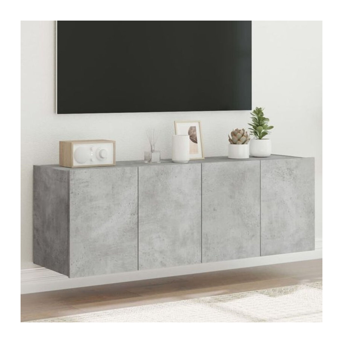 Vidaxl TV-Wandschränke im 2er-Set mit LED-Leuchten, Modern, Betongrau, B/T/H: 60 x 35 x 41 cm - Bild 1