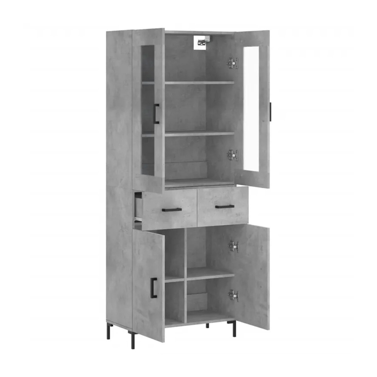 Vidaxl Vitrinenschrank Industrial Modern in Beton Grau aus Holzwerkstoff und Metall, H x B x T: 180 x 69,5 x 34 cm - Bild 2