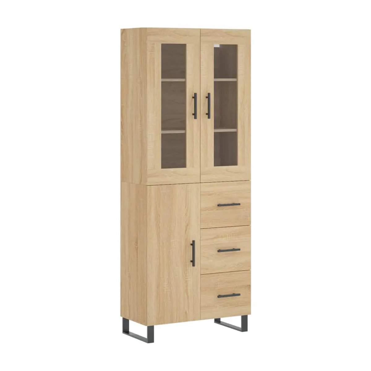 Vidaxl Vitrinenschrank Modern in Eiche Natur aus Holzwerkstoff und Metall, B/T/H: 69,5 x 34 x 180 cm - Bild 2