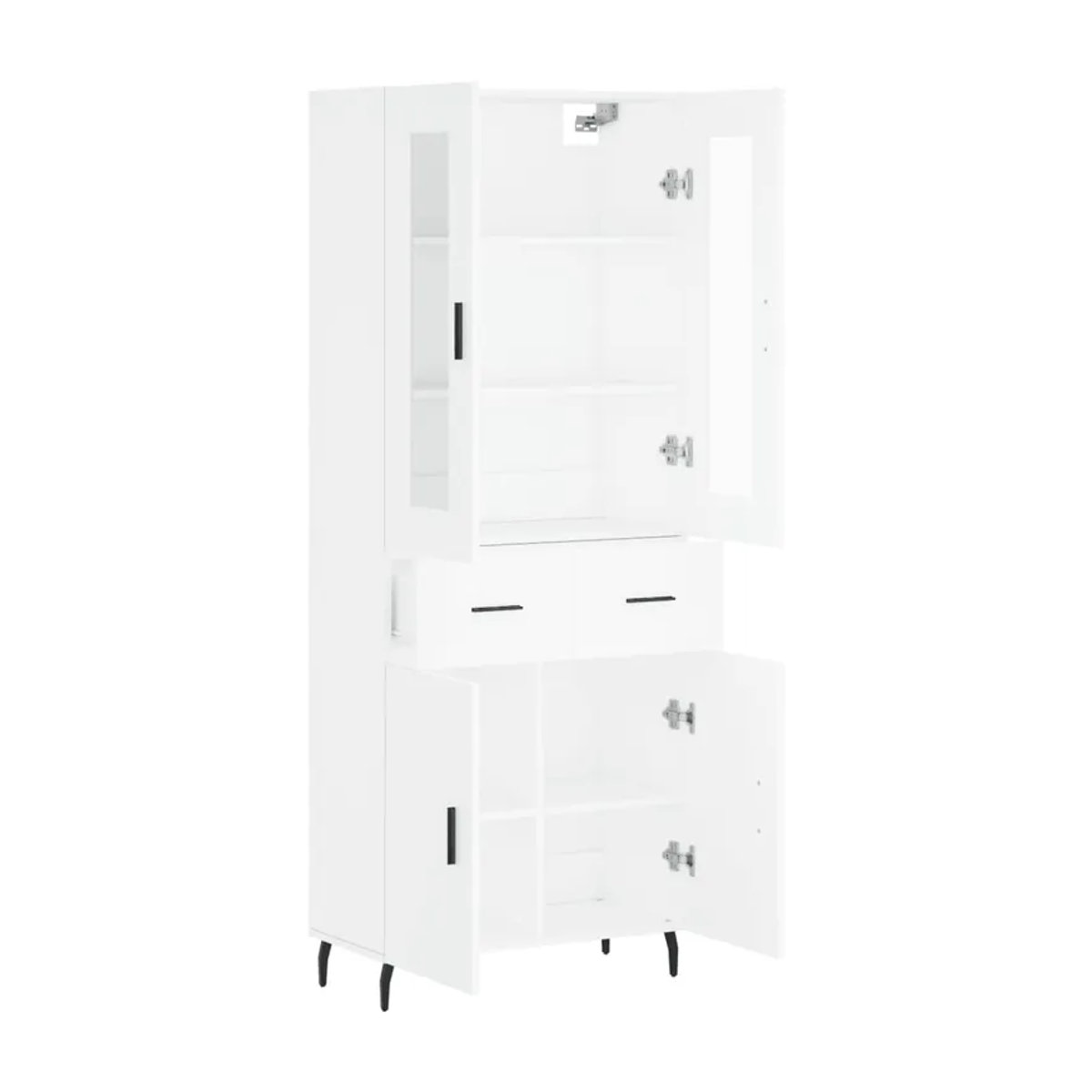 Vidaxl Vitrinenschrank Modern in Weiß aus Holzwerkstoff und Metall, B: 69,5 cm, T: 34 cm, H: 180 cm - Bild 2