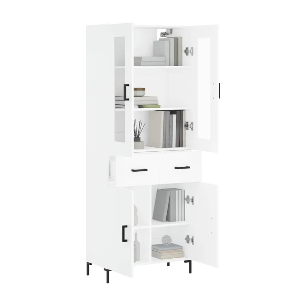 Vidaxl Vitrinenschrank Modern, Weiß, B: 69,5 cm, T: 34 cm, H: 180 cm - Bild 2