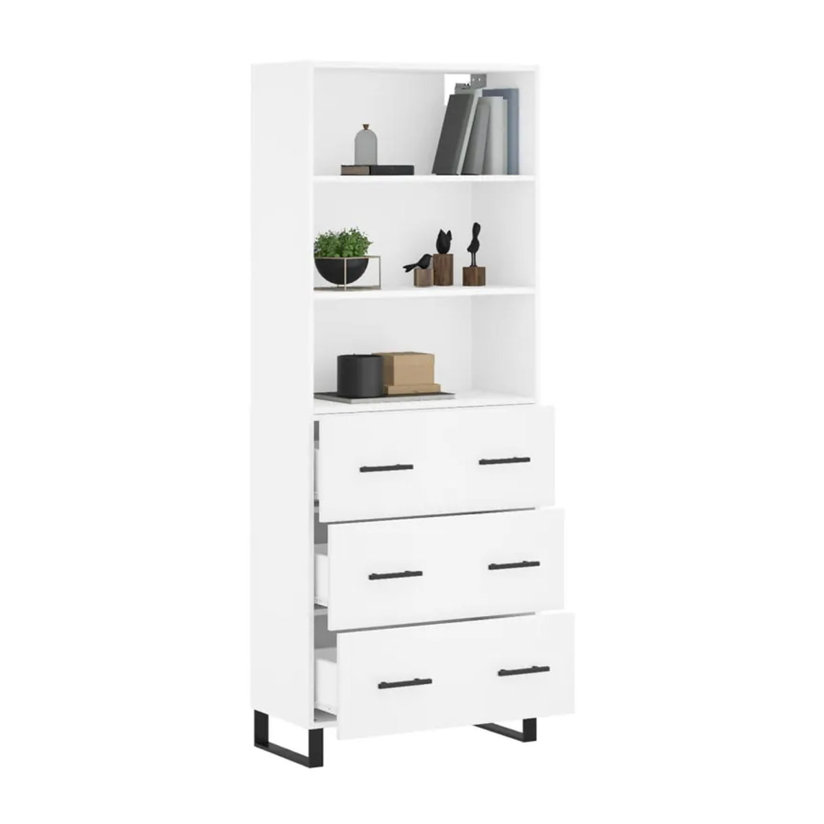 Vidaxl Vitrinenschrank Modern, Weiß, B: 69,5 cm, T: 34 cm, H: 180 cm - Bild 1