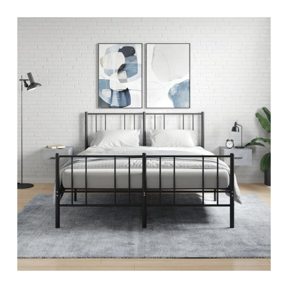 Vidaxl Wand-Nachttische 2er-Set in Grau, Modernes Design aus Holzwerkstoff, B/T/H: 35 x 35 x 20 cm - Bild 1