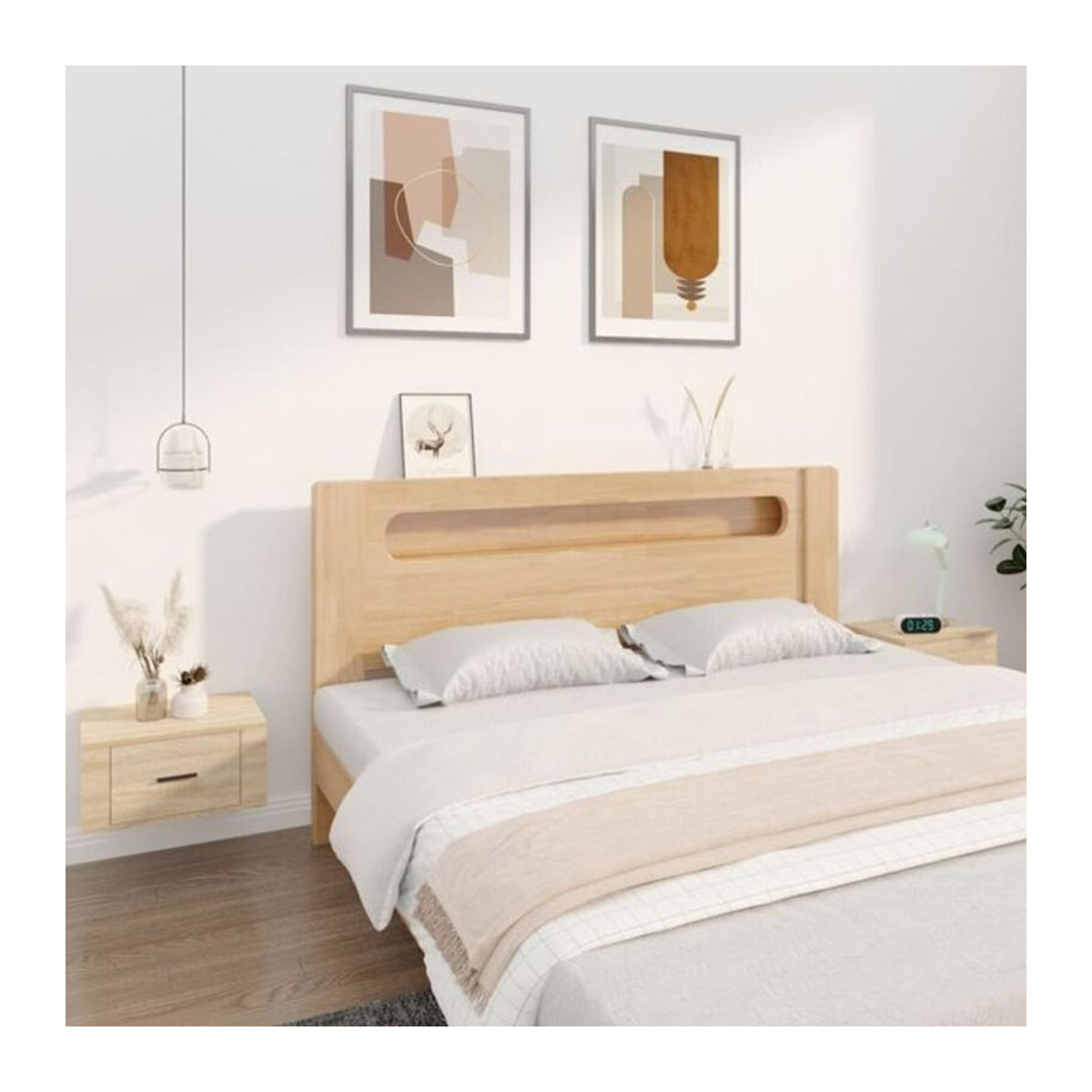 Vidaxl Wand-Nachttische 2er-Set in Sonoma-Eiche Natur, Skandinavischer Stil, B/T/H: 50 x 36 x 25 cm - Bild 1