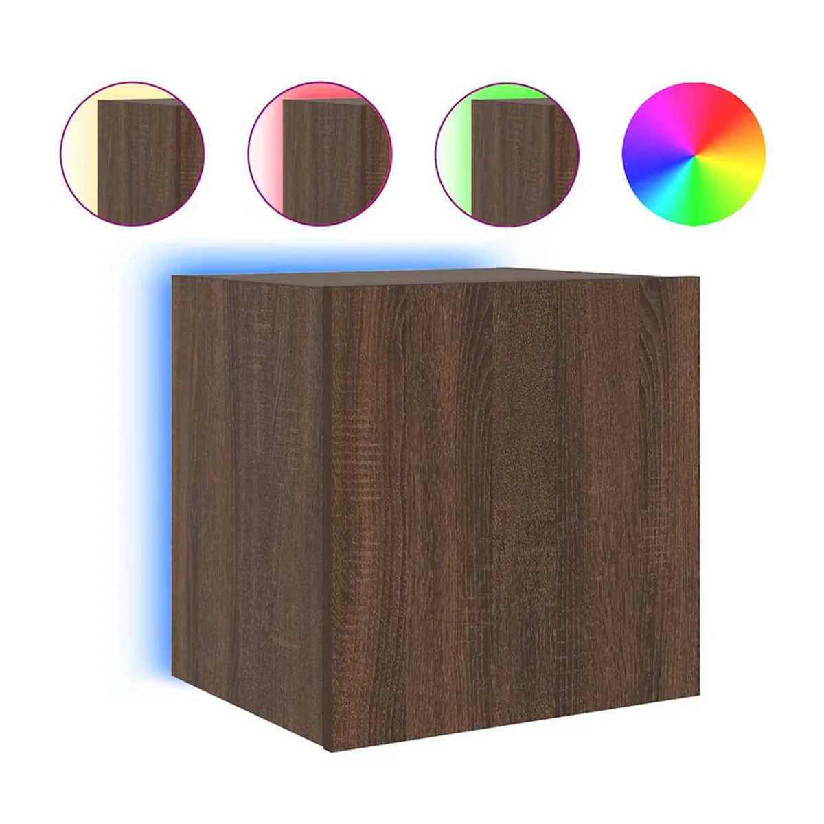 Vidaxl Wand-TV-Schränke im modernen Design mit LED-Beleuchtung, 2er-Set, Braun, B/T/H: 40,5 x 40,5 x 40,5 cm - Bild 2