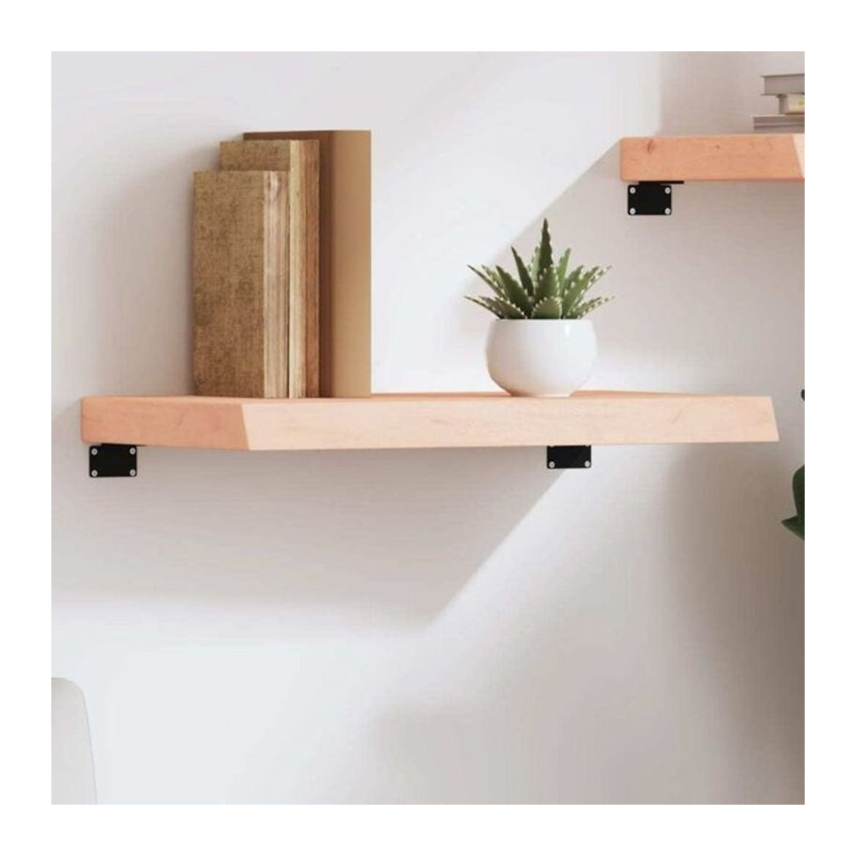 vidaxl Wandregal aus Massivholz Eiche Natur im Landhausstil B: 60 cm, T: 30 cm, H: 2-6 cm - Bild 1