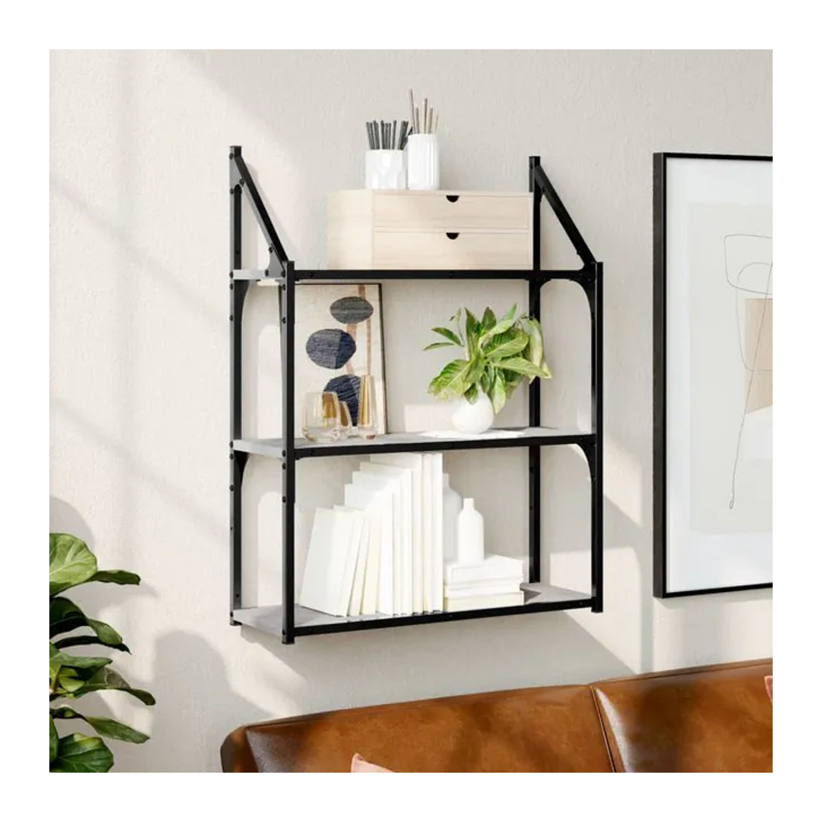 Vidaxl Wandregal mit 3 Regalböden in Grau, B: 60 cm, T: 21 cm, H: 78,5 cm - Bild 1