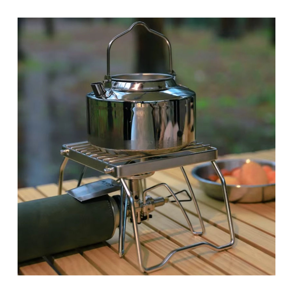 VIE LENTE Multifunktions Camping Grill aus Edelstahl mit Holz und Gas für Outdoor BBQ und Lagerfeuer - Bild 3