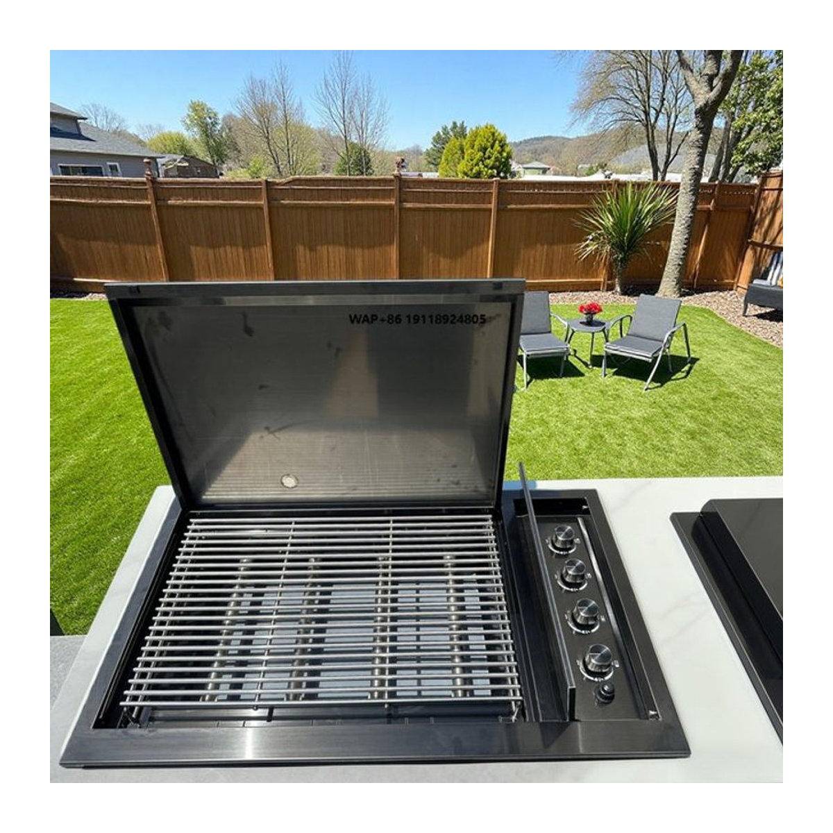 Vieruodis Einbau-Gasgrill für Outdoor-Küchen aus Titan 304 Edelstahl in Schwarz mit 4 Brennern - Bild 1