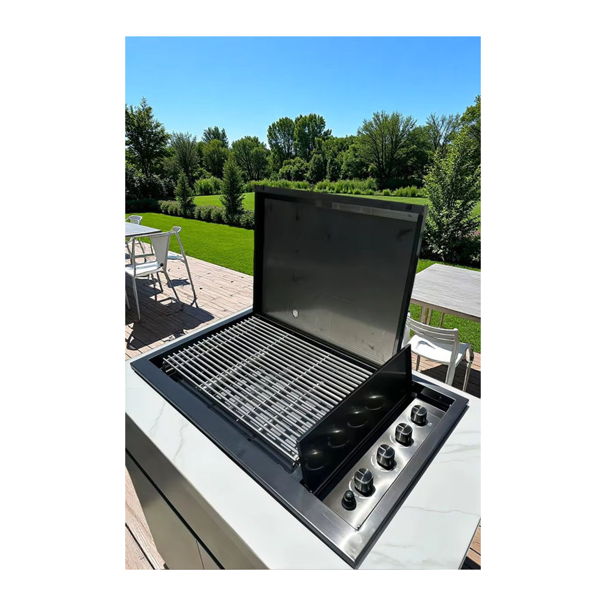 Vieruodis Einbau-Gasgrill für Outdoor-Küchen aus Titan 304 Edelstahl in Schwarz mit 4 Brennern - Bild 2