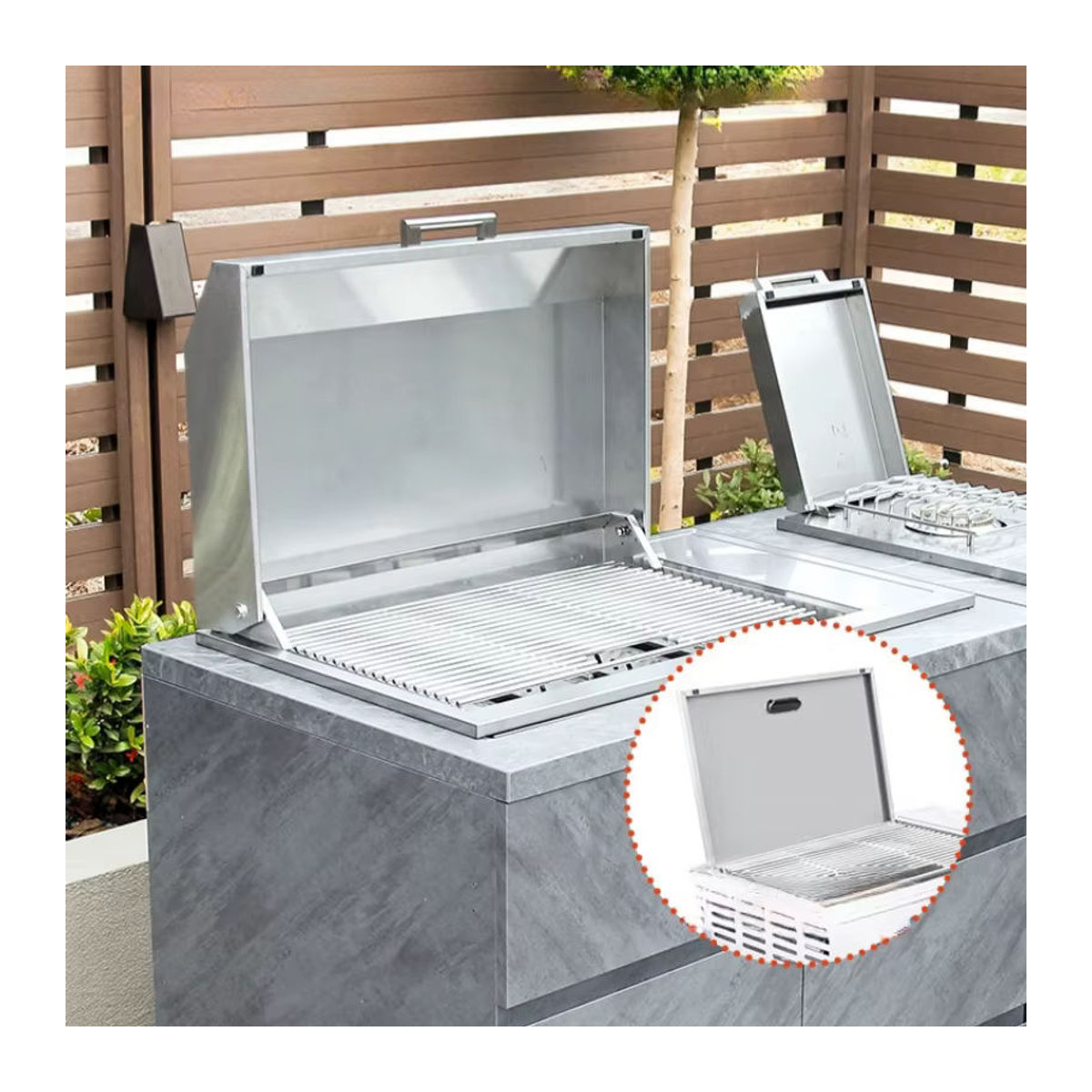 Vieruodis Einbau-Gasgrill für Outdoor-Küchen aus Titan 304 Edelstahl in Schwarz mit 4 Brennern - Bild 4