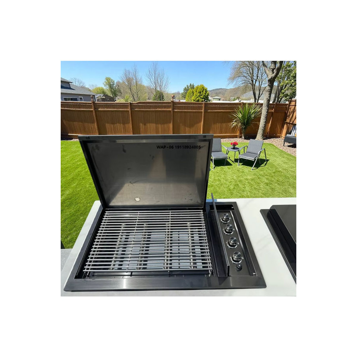 Vieruodis Einbau-Gasgrill für Outdoor-Küchen aus Titan 304 Edelstahl in Schwarz mit 4 Brennern - Bild 5