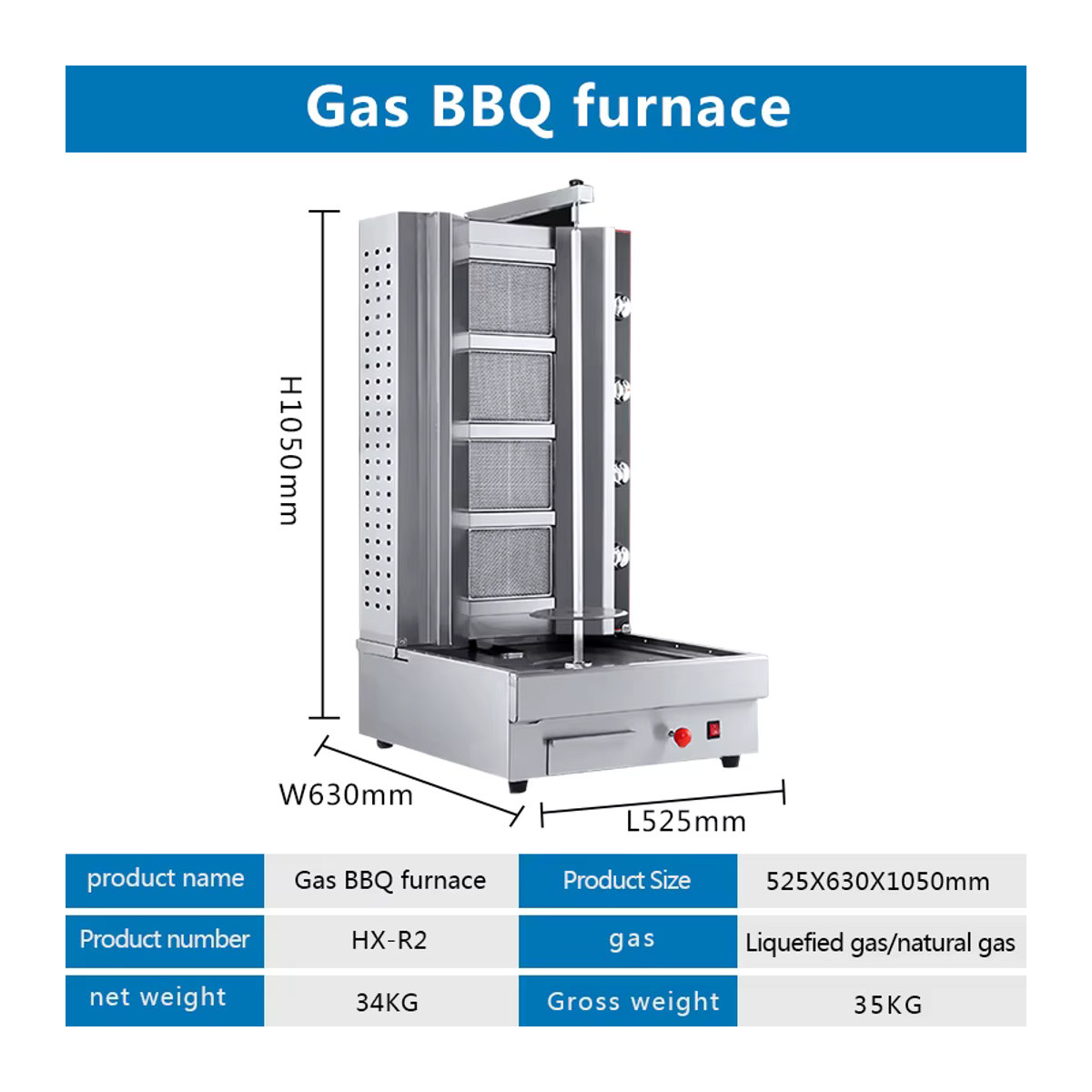 Vieruodis Gasgrill aus Edelstahl in Grau mit Rotisserie für Hähnchen, Fleisch und Döner - Bild 4